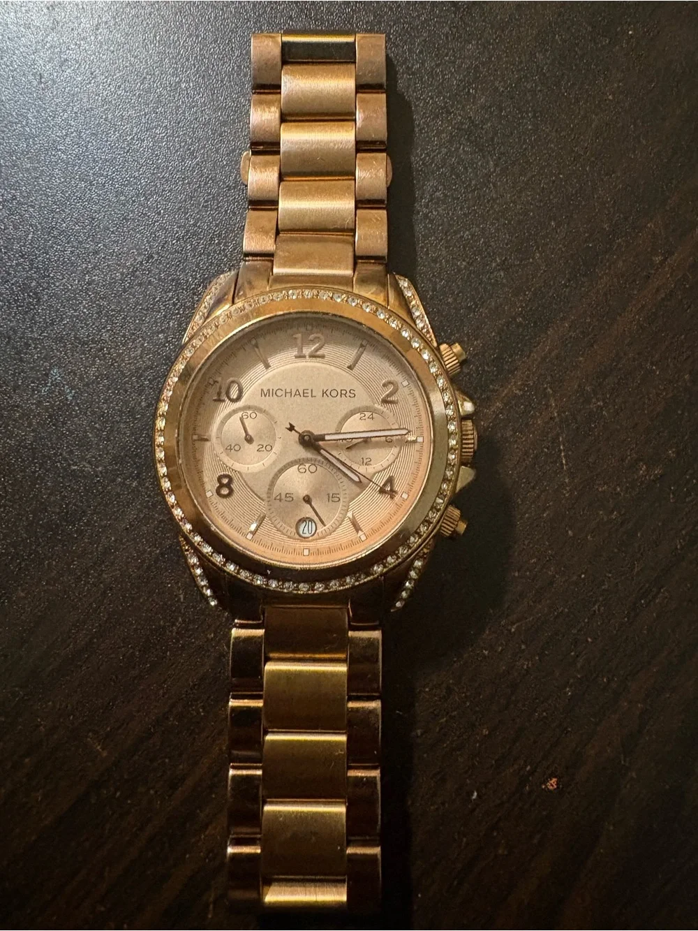 Michael Kors MK5263 Rose Gold Chronograph Crystal Bezel Women’s Watch Date